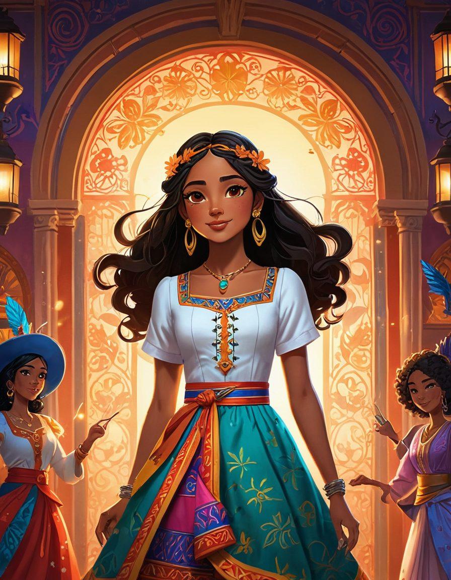 A captivating illustration featuring vibrant, animated characters showcasing diverse Latino culture and aesthetics intertwined with playful elements of adult animation. The background should include colorful patterns and motifs that represent the fusion of anime and Latino heritage, radiating a sense of allure and excitement. Incorporate ethereal lighting and a dreamy ambiance. super-realistic. vibrant colors. dynamic composition.
